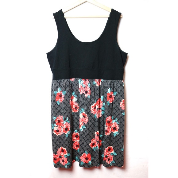 torrid Dresses & Skirts - TORRID Black Pink Floral Sleeveless Skater Dress